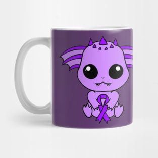 Cute Creature Holding an Awareness Ribbon (Purple) Mug